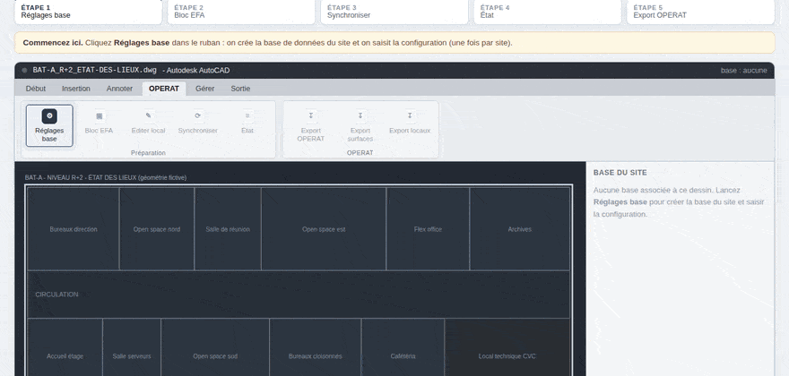 Plugin OPERAT Novelpix dans AutoCAD : controle des surfaces et export du CSV d'import EFA